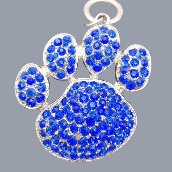 Paw Print Pendant Blue Team Mascot Bulldogs Wolves Cougars Wildcats Dog - Picture 6 of 6
